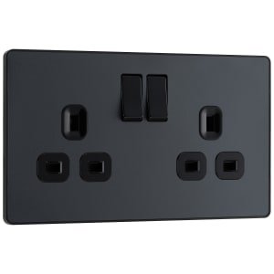 BG Evolve Matt Grey 13A Double Socket