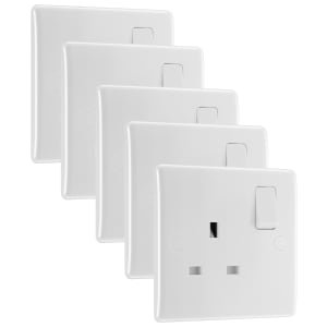 BG 13A Single Gang Curve White Single Switched Socket – Pack of 5
