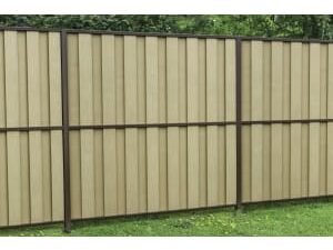 DuraPost Sepia Brown/Natural Vento Vertical Composite Fence Panel - 6 x 6ft - Pack of 3