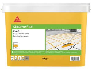 Sika SikaCeram 621 FlowFix Porcelain/Ceramic Paving Jointing Compound, in Buff, Porcelain, Size: 15kg