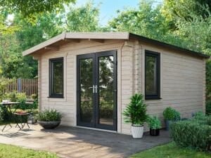 Power Sheds 14 x 12ft Right Hand Door Apex Chalet Log Cabin