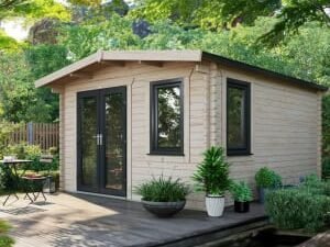 Power Sheds 14 x 12ft Left Hand Door Apex Chalet Log Cabin
