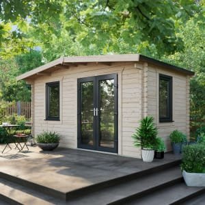 Power Sheds 8 x 14ft Right Hand Door Apex Chalet Log Cabin