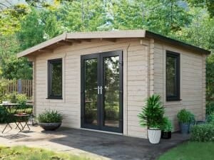 Power Sheds 10 x 14ft Right Hand Door Apex Chalet Log Cabin