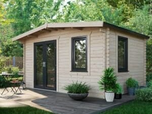 Power Sheds 10 x 14ft Left Hand Door Apex Chalet Log Cabin