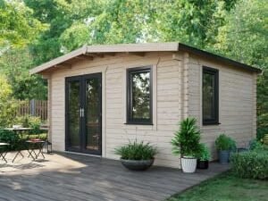 Power Sheds 12 x 14ft Left Hand Door Apex Chalet Log Cabin