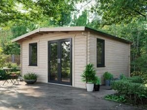Power Sheds 16 x 14ft Right Hand Door Apex Chalet Log Cabin