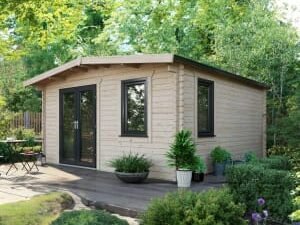 Power Sheds 16 x 14ft Left Hand Door Apex Chalet Log Cabin