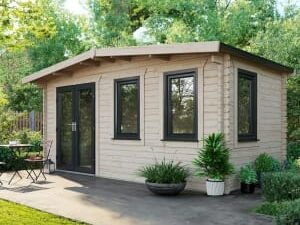 Power Sheds 8 x 16ft Left Hand Door Apex Chalet Log Cabin