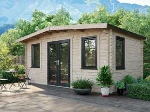 Power Sheds 10 x 16ft Central Doors Apex Chalet Log Cabin
