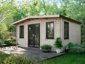 Power Sheds 12 x 16ft Central Doors Apex Chalet Log Cabin