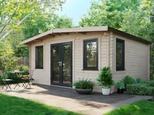 Power Sheds 14 x 16ft Central Doors Apex Chalet Log Cabin