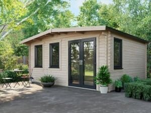 Power Sheds 14 x 16ft Right Hand Door Apex Chalet Log Cabin
