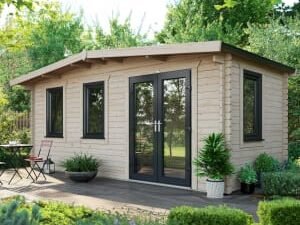 Power Sheds 8 x 18ft Right Hand Door Apex Chalet Log Cabin