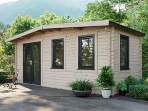 Power Sheds 8 x 18ft Left Hand Door Apex Chalet Log Cabin