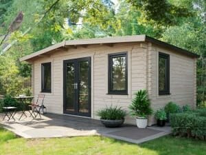 Power Sheds 12 x 18ft Central Doors Apex Chalet Log Cabin