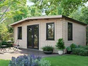 Power Sheds 14 x 18ft Central Doors Apex Chalet Log Cabin