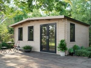 Power Sheds 14 x 18ft Right Hand Door Apex Chalet Log Cabin