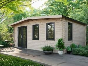 Power Sheds 14 x 18ft Left Hand Door Apex Chalet Log Cabin