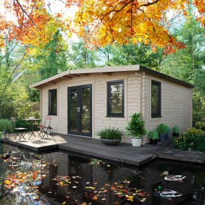 Power Sheds 16 x 18ft Central Doors Apex Chalet Log Cabin