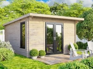 Power Sheds 12 x 12ft Central Doors Pent Log Cabin