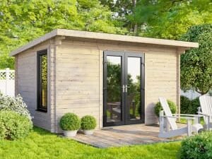 Power Sheds 14 x 8ft Central Doors Pent Log Cabin