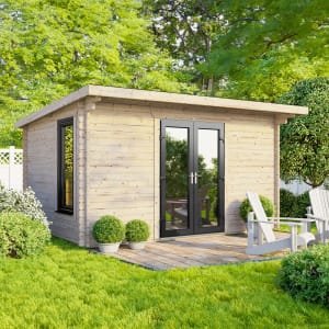 Power Sheds 14 x 8ft Central Doors Pent Log Cabin
