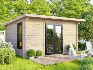 Power Sheds 14 x 10ft Central Doors Pent Log Cabin