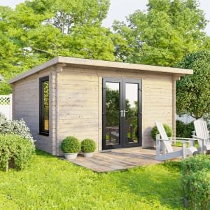 Power Sheds 14 x 10ft Central Doors Pent Log Cabin