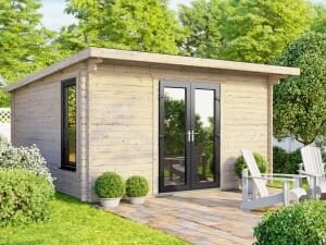 Power Sheds 14 x 12ft Central Doors Pent Log Cabin