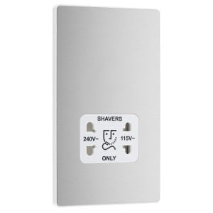 BG Evolve Brushed Steel Dual Voltage Shaver Socket – 115 / 240V