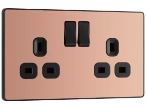 BG Evolve Polished Copper 13A Double Switched Power Socket