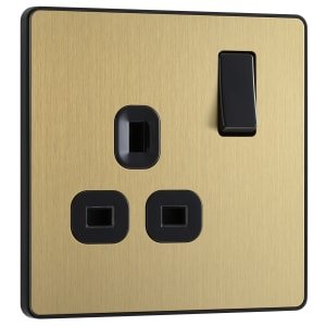 BG Evolve Brushed Brass 13A Single Switched Power Socket