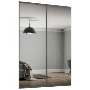 Spacepro Heritage 2 Wardrobe Door Kit Graphite Framed – 2x 1 Panel Mirror -1185mm (W)