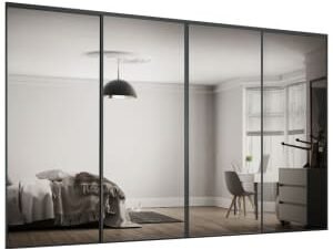 Spacepro Heritage 4 Wardrobe Door Kit Graphite Framed - 4x 1 Panel Mirror - 2370mm (W)
