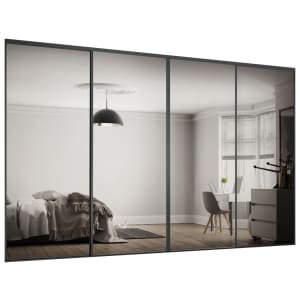 Spacepro Heritage 4 Wardrobe Door Kit Graphite Framed – 4x 1 Panel Mirror – 2370mm (W)