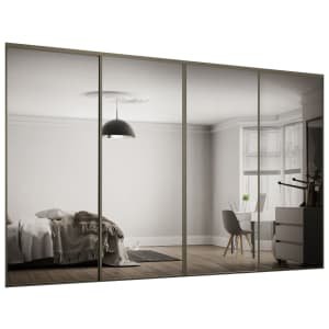 Spacepro Heritage 4 Wardrobe Door Kit Nickel Framed – 4x 1 Panel Mirror – 2978mm (W)