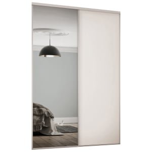 Spacepro Heritage 2 Wardrobe Door Kit Cashmere Framed – 1x 1 Panel Shaker & 1x 1 Panel Mirror – 1793mm (W)