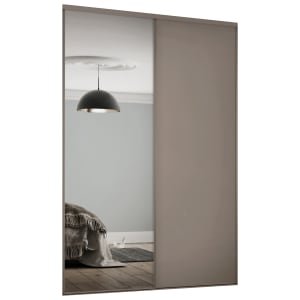 Spacepro Heritage 2 Wardrobe Door Kit Stone Grey Framed – 1x 1 Panel Shaker & 1x 1 Panel Mirror – 1793mm (W)