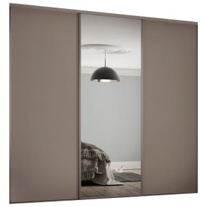 Spacepro Heritage 3 Wardrobe Door Kit Stone Grey Framed – 2x 1 Panel Shaker & 1x 1 Panel Mirror – 1760mm (W)