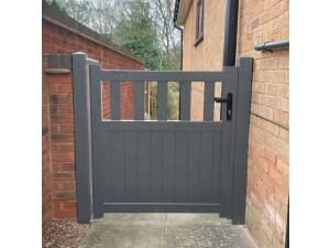 Readymade Anthracite Grey Aluminium Flat Top Partial Privacy Pedestrian Gate - 900 x 1000mm