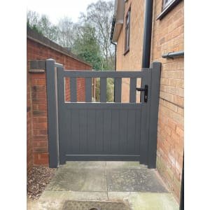 Readymade Anthracite Grey Aluminium Flat Top Partial Privacy Pedestrian Gate – 1000 x 1000mm