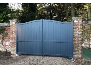 Readymade Anthracite Grey Aluminium Bell Curved Top Double Swing Driveway Gate - 3500 x 2000mm