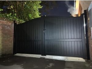 Readymade Black Aluminium Bell Curved Top Double Swing Driveway Gate - 4000 x 1600mm