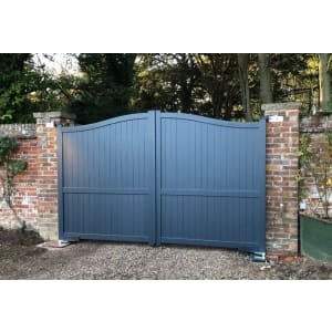 Readymade Anthracite Grey Aluminium Bell Curved Top Double Swing Driveway Gate – 4000 x 2200mm