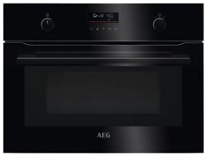 AEG KMK565060B 8000 Series CombiQuick Convection Oven with Microwave Function & Clean Enamel Cleaning - Black