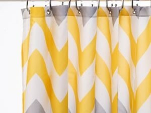 Croydex Textile Shower Curtain - Yellow & Grey Chevron