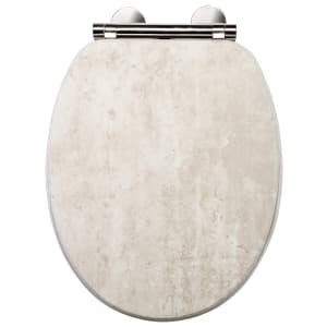 Croydex Cawdor Flexi-Fix™ Wooden Soft Close Toilet Seat – Pale Concrete Effect