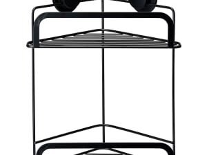 Croydex Stick ‘n’ Lock™ Two Tier Corner Basket - Matt Black