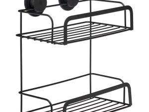 Croydex Stick ‘n’ Lock™ Two Tier Cosmetic Basket - Matt Black
